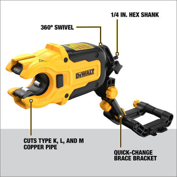 DEWALT DWACPRIR IMPACT CONNECT COPPER TUBING CUTTER WITH BRACE BRACKET