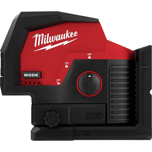 MILWAUKEE 3622-20 M12™ GREEN CROSS LINE AND PLUMB POINTS LASER