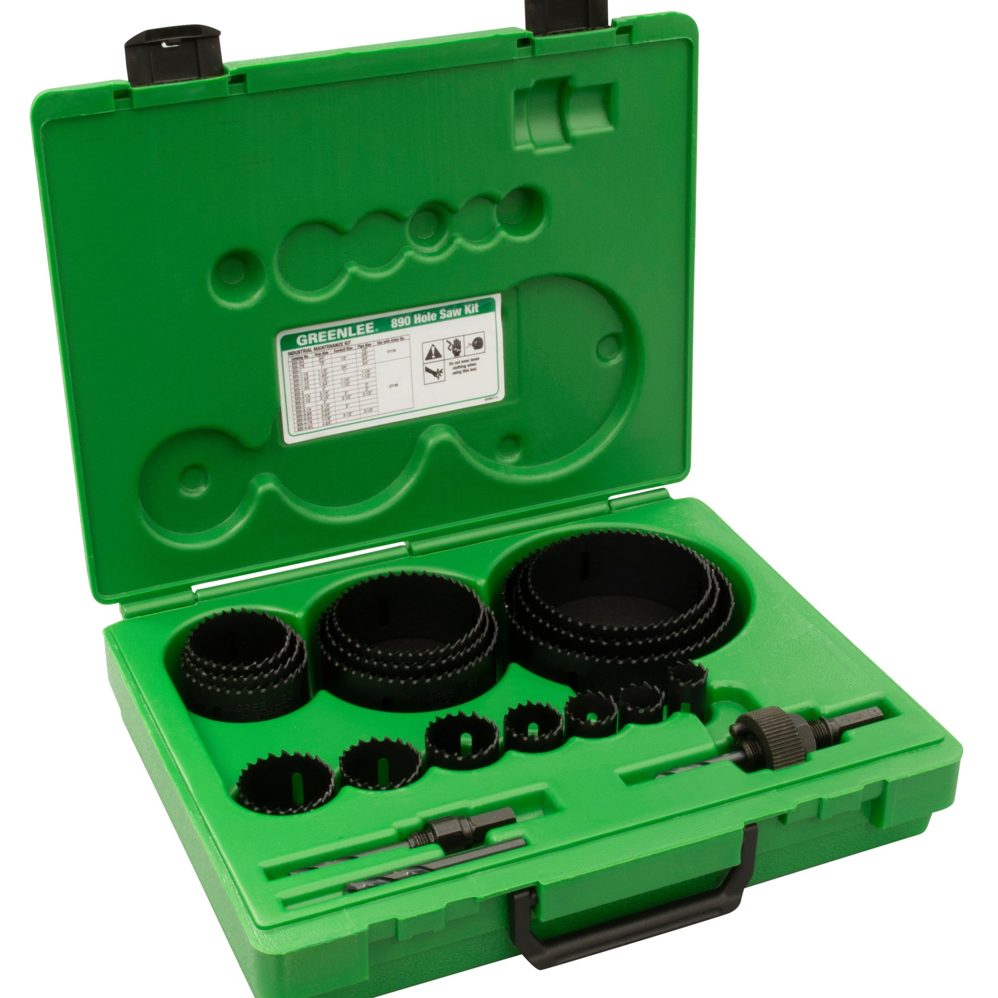 GREENLEE 890 19-Piece Industrial Maintenance Hole Saw Set with 3/4" - 4-3/4" Saws