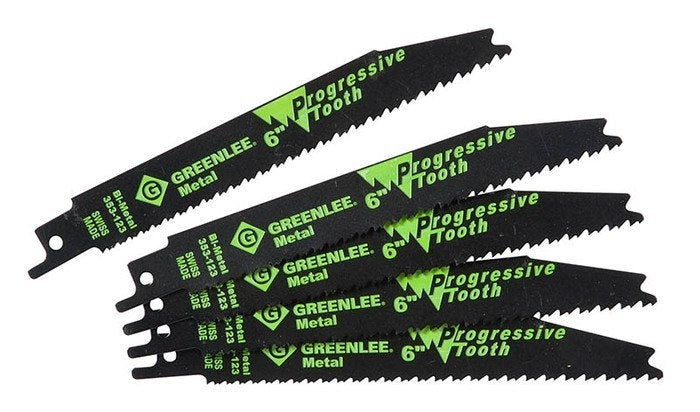 GREENLEE 353-123 6" Progressive Tooth Reciprocating Saw Blade (Pack of 5)