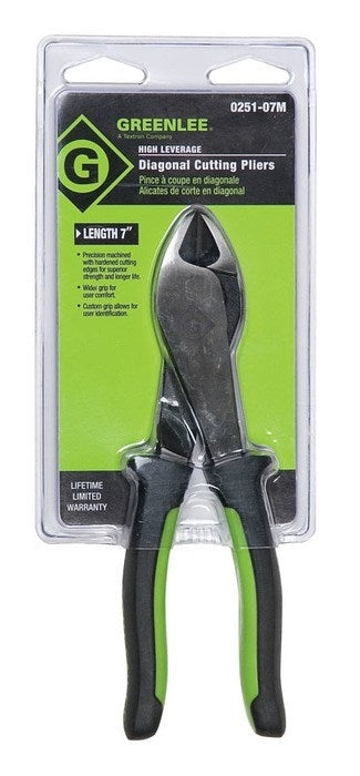 GREENLEE 0251-07M 7" High-Leverage Diagonal Cutting Pliers (Molded Grip)