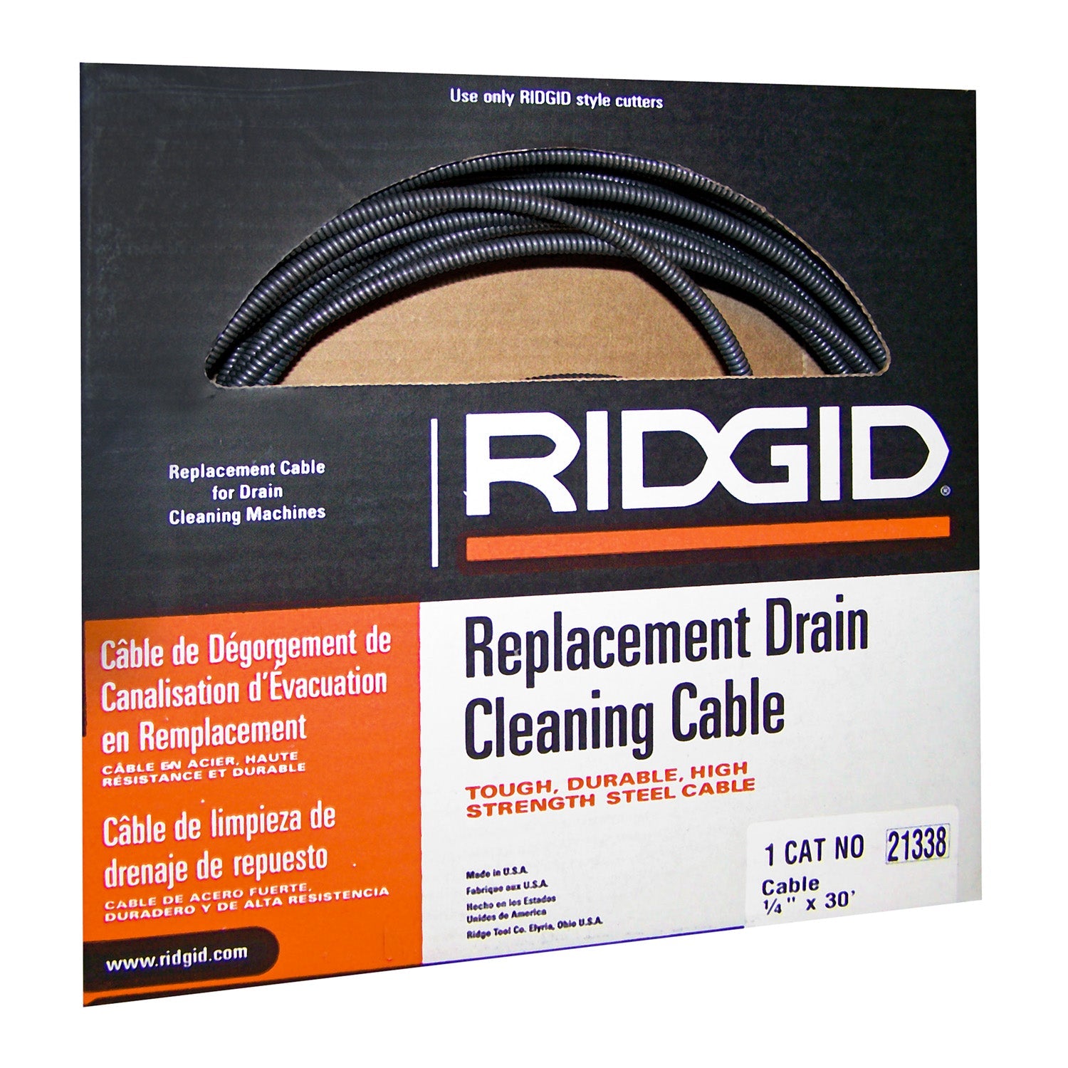 RIDGID 21338 CABLE, 1/4 X 30'