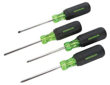 4-Piece Square-Recess Tip Driver Set, Contains - #0 x 4", #1 x 4", #2 x 4", & #3 x 4"