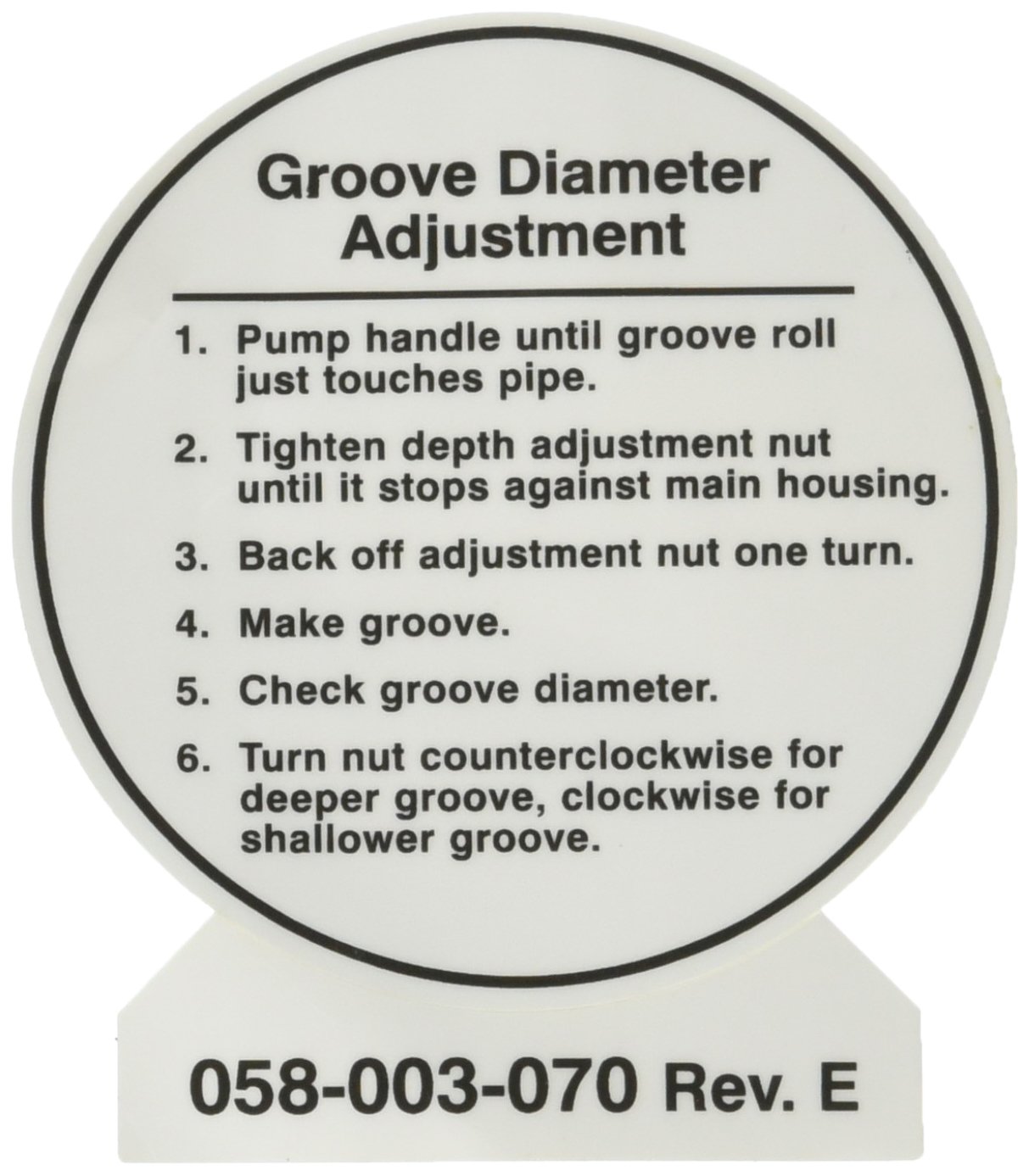 RIDGID 49262 LABEL, DEPTH ADJUSTMENT