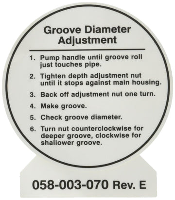 RIDGID 49262 LABEL, DEPTH ADJUSTMENT