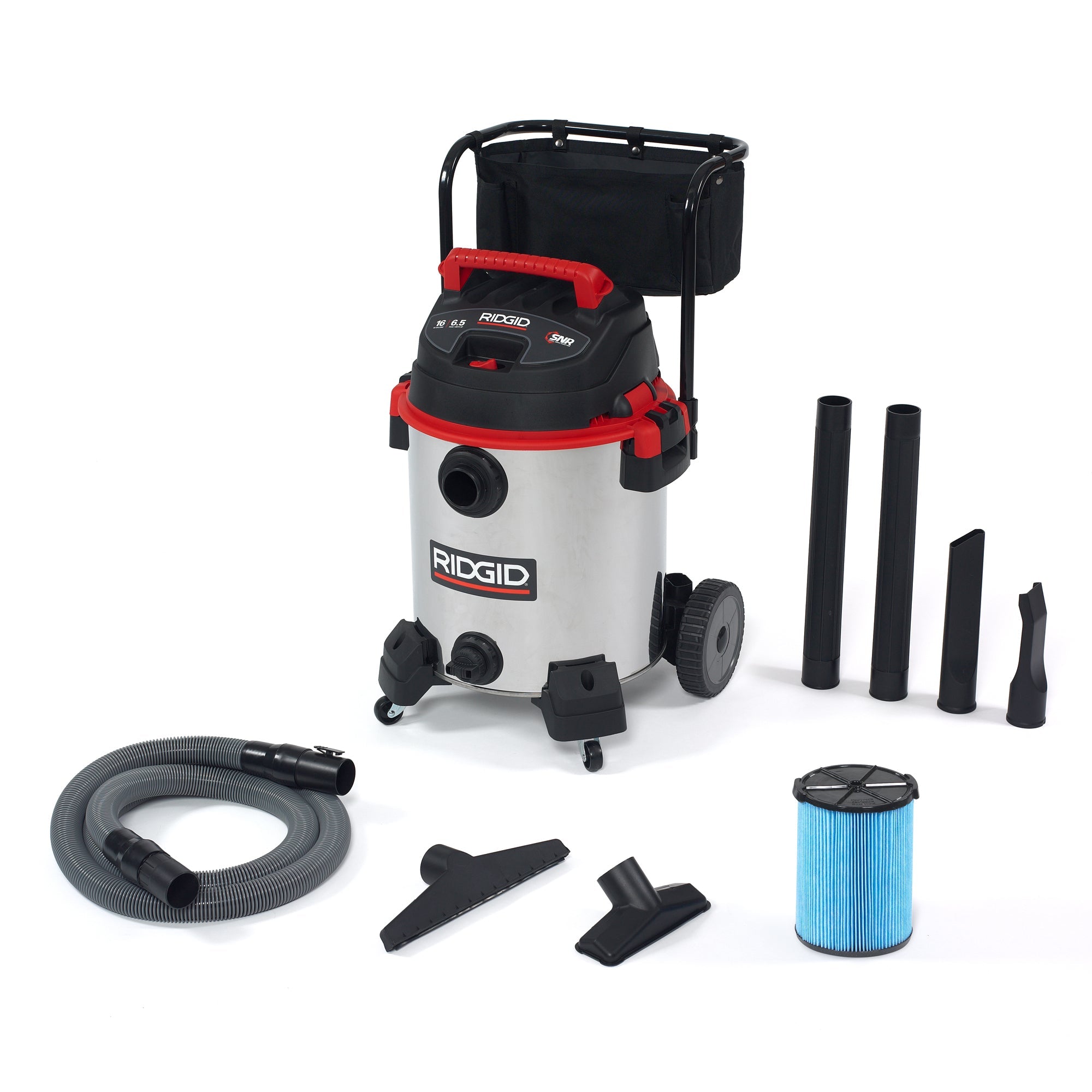 RIDGID 50353 16 Gallon Stainless Steel Wet/Dry Vac with Cart (1610RV)