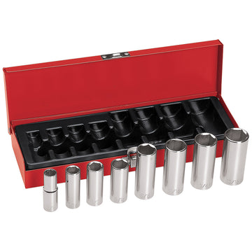 Klein Tools 65502 3/8-Inch Drive Deep Socket Wrench Set, 8-Piece