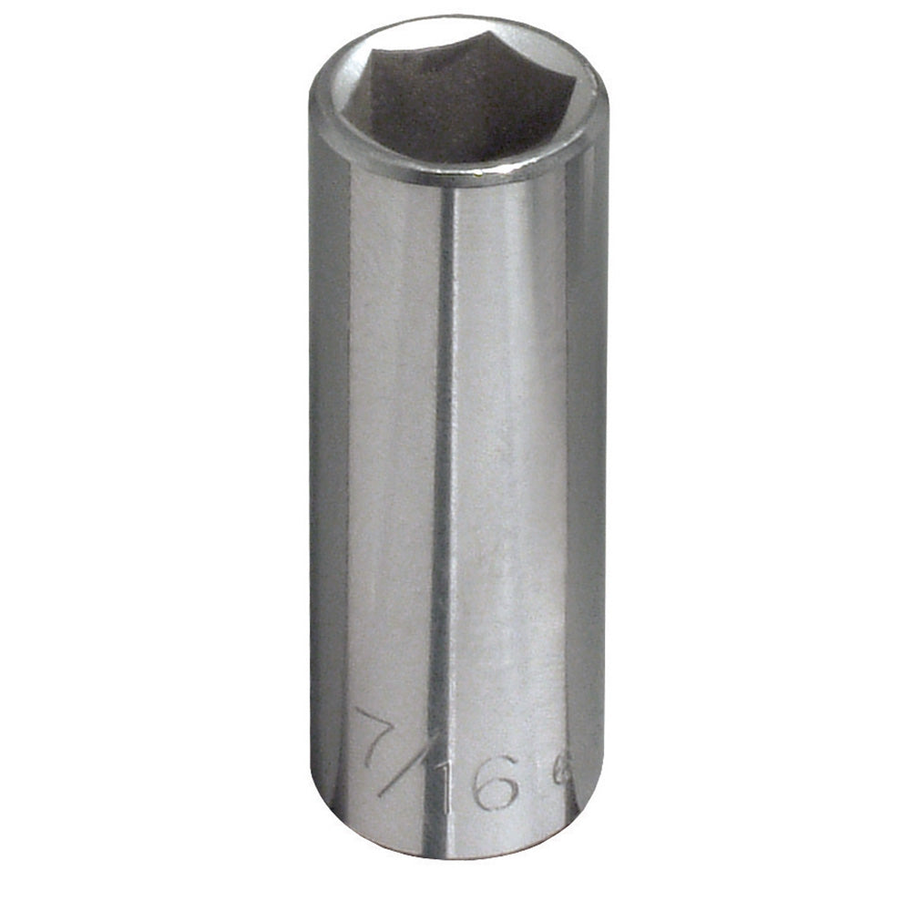 Klein Tools 65615 7/16" Deep 6-Point Socket, 1/4" Drive