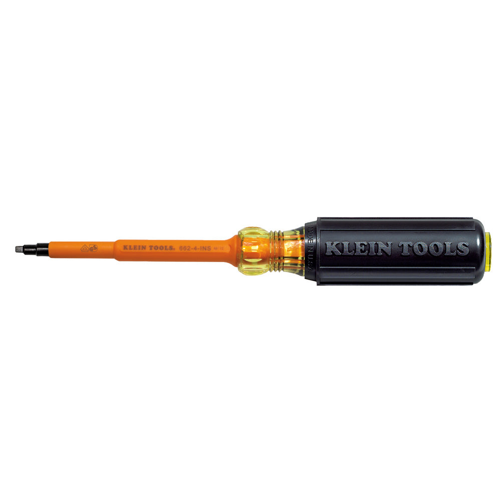 Klein Tools 662-4-INS Insulated Screwdriver, #2 Square, 4" Shank