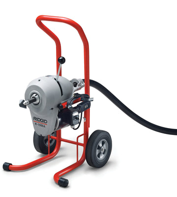 RIDGID 23702 K-1500A Machine with A-1 Mitt, A-12 Pin Key, and Rear Guide Hose, Plus: Seven Sections 1 1/4" (32 mm)  (C-14) Cable, Total 105 Feet, Two A-8 Cable Carriers, Nine-Piece 1 1/4" Tool Set