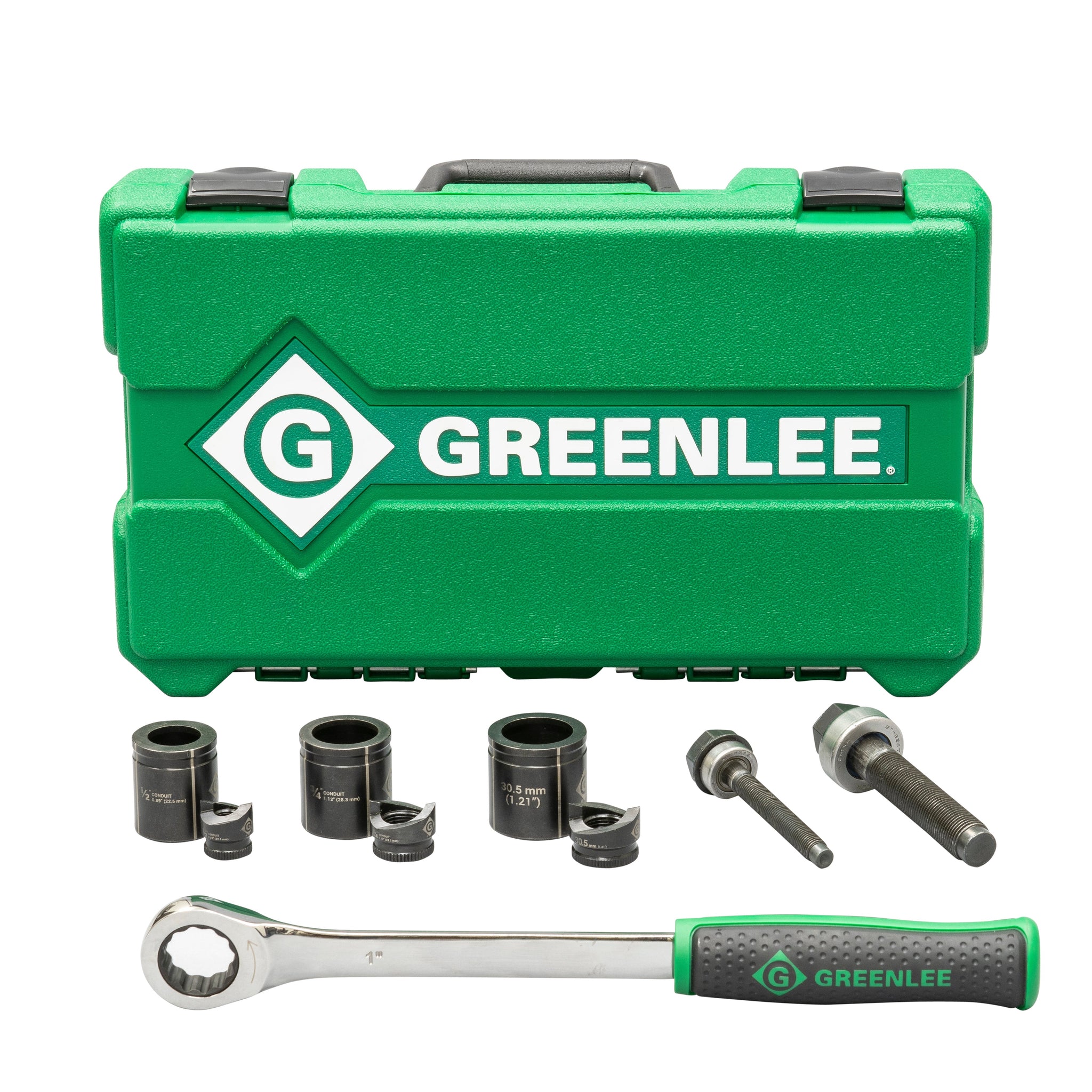 GREENLEE 7240SB Knockout Kit with Ratchet and SlugBusterÂ® 1/2", 3/4" and 30.5 mm