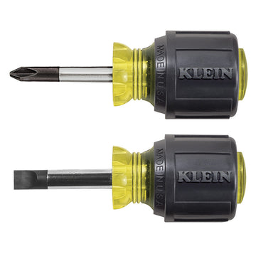 Klein Tools 85071 Stubby Screwdriver Set, Cushion Grip, 2-Piece