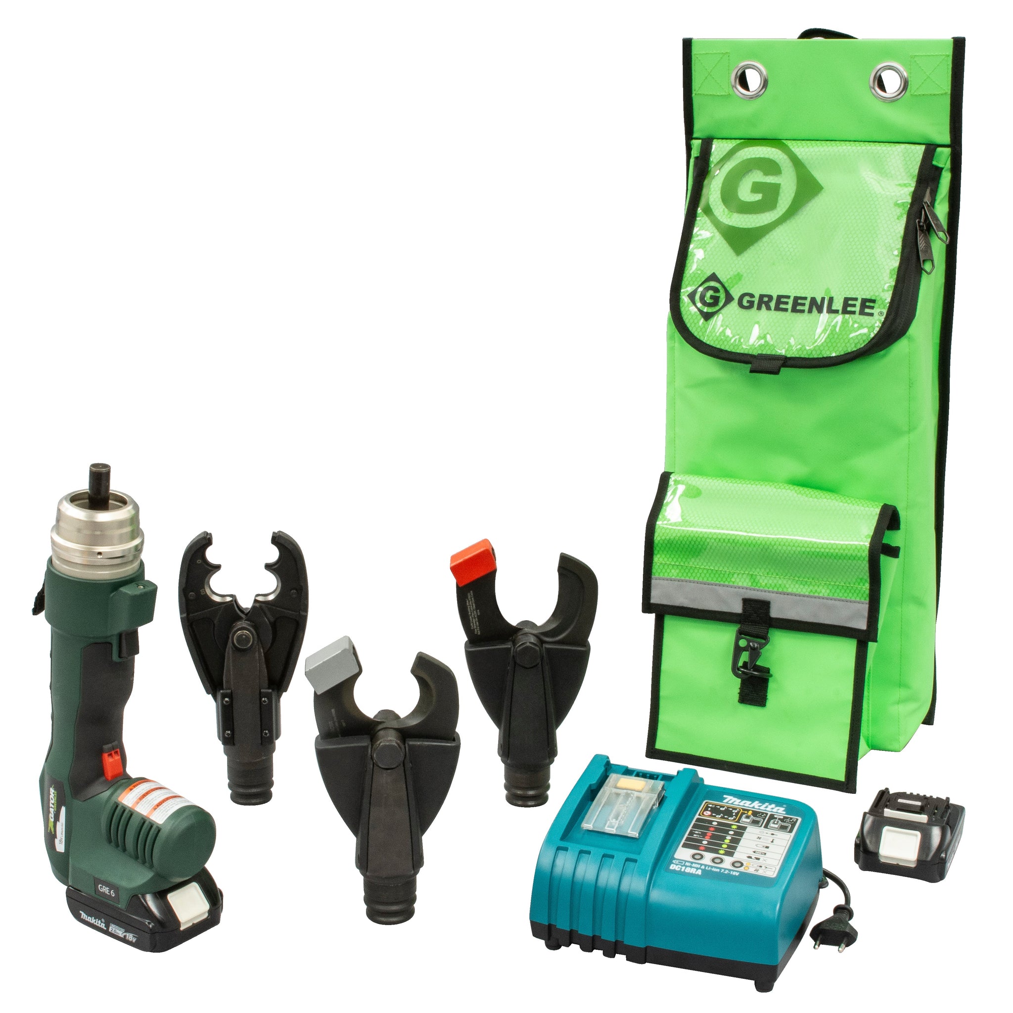 GRE-6 Multi-Tool with BG Crimper, ACSR & Cu/AL Cutting Heads, 230V Charger