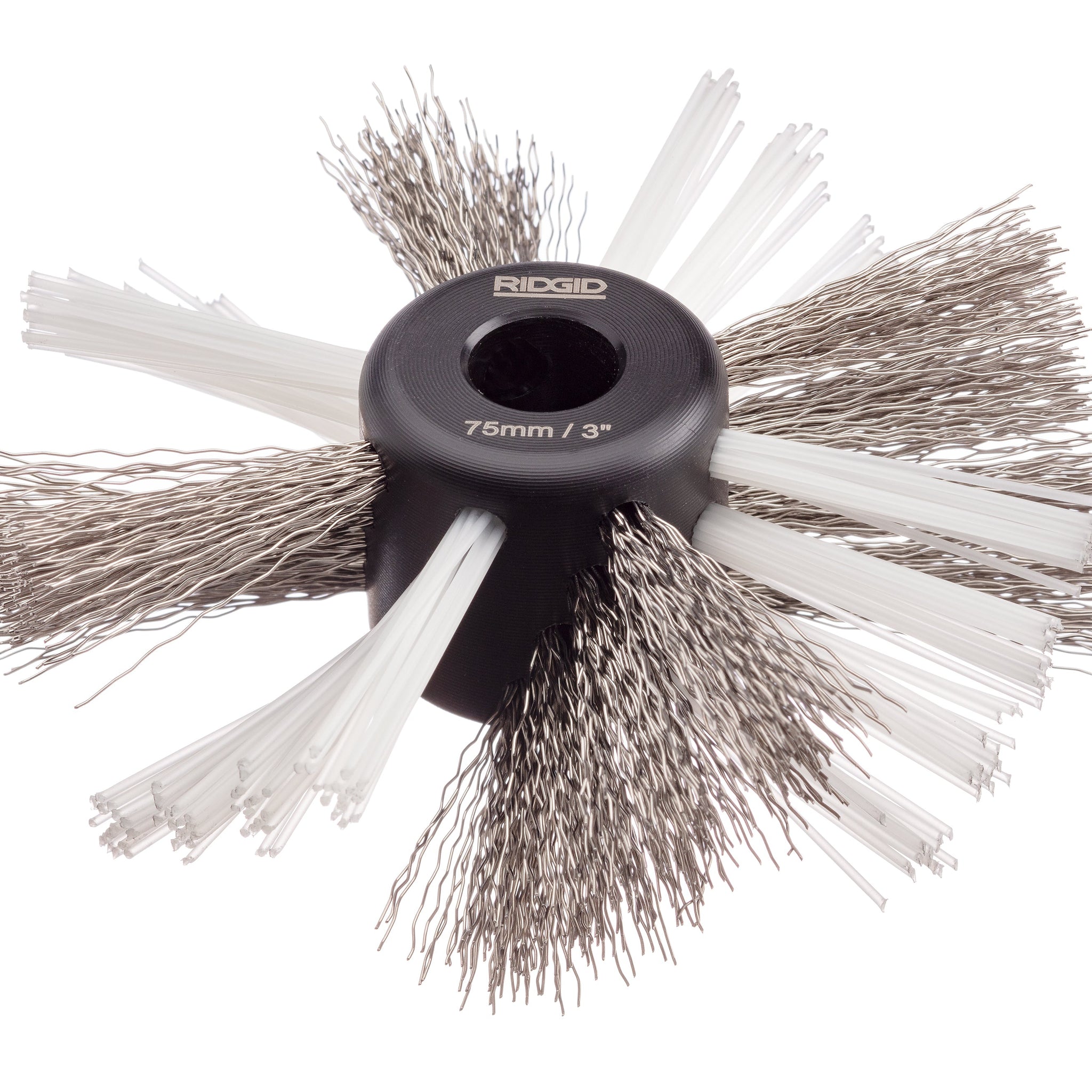RIDGID 68988 3" (80mm) nylon/steel brush for 3/8" (10mm) cable with nylon and steel strings