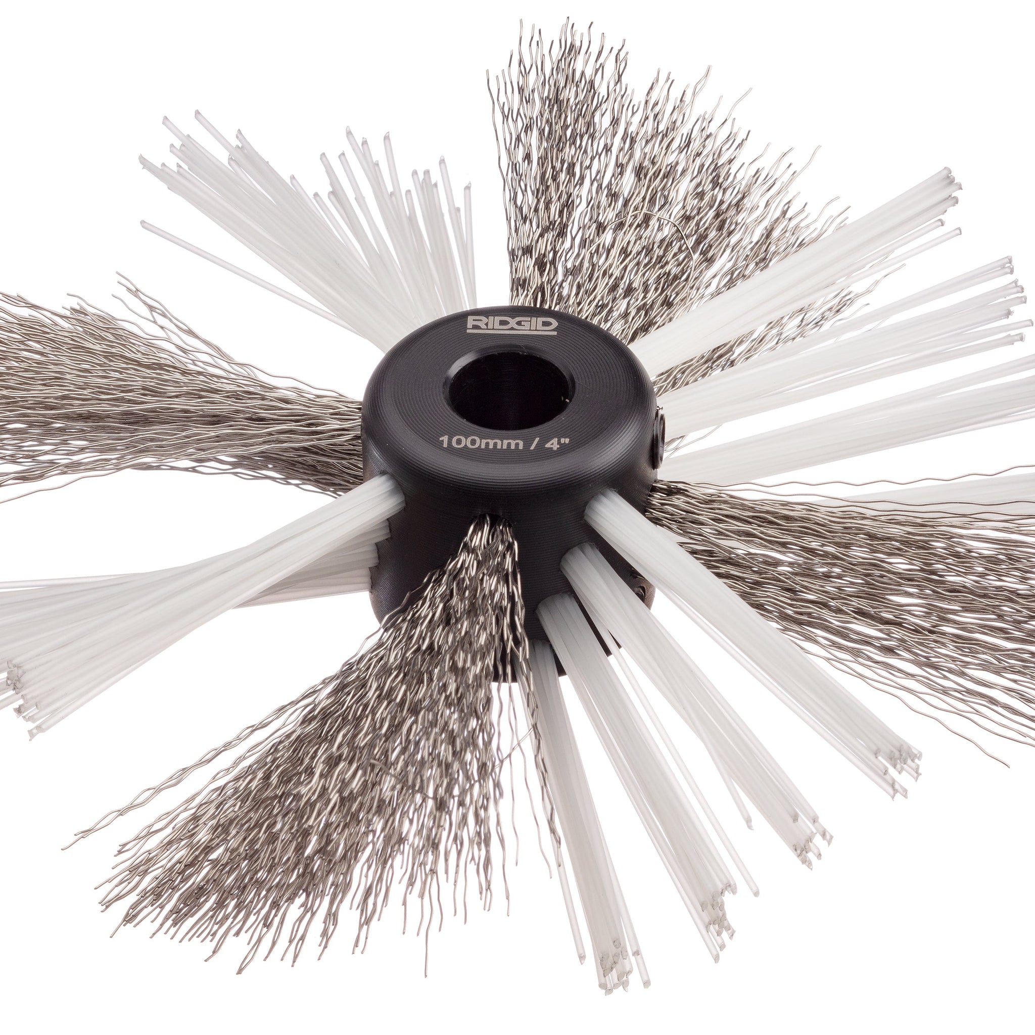 RIDGID 68993 4" (105mm) nylon/steel brush for 3/8" (10mm) cable with nylon and steel strings