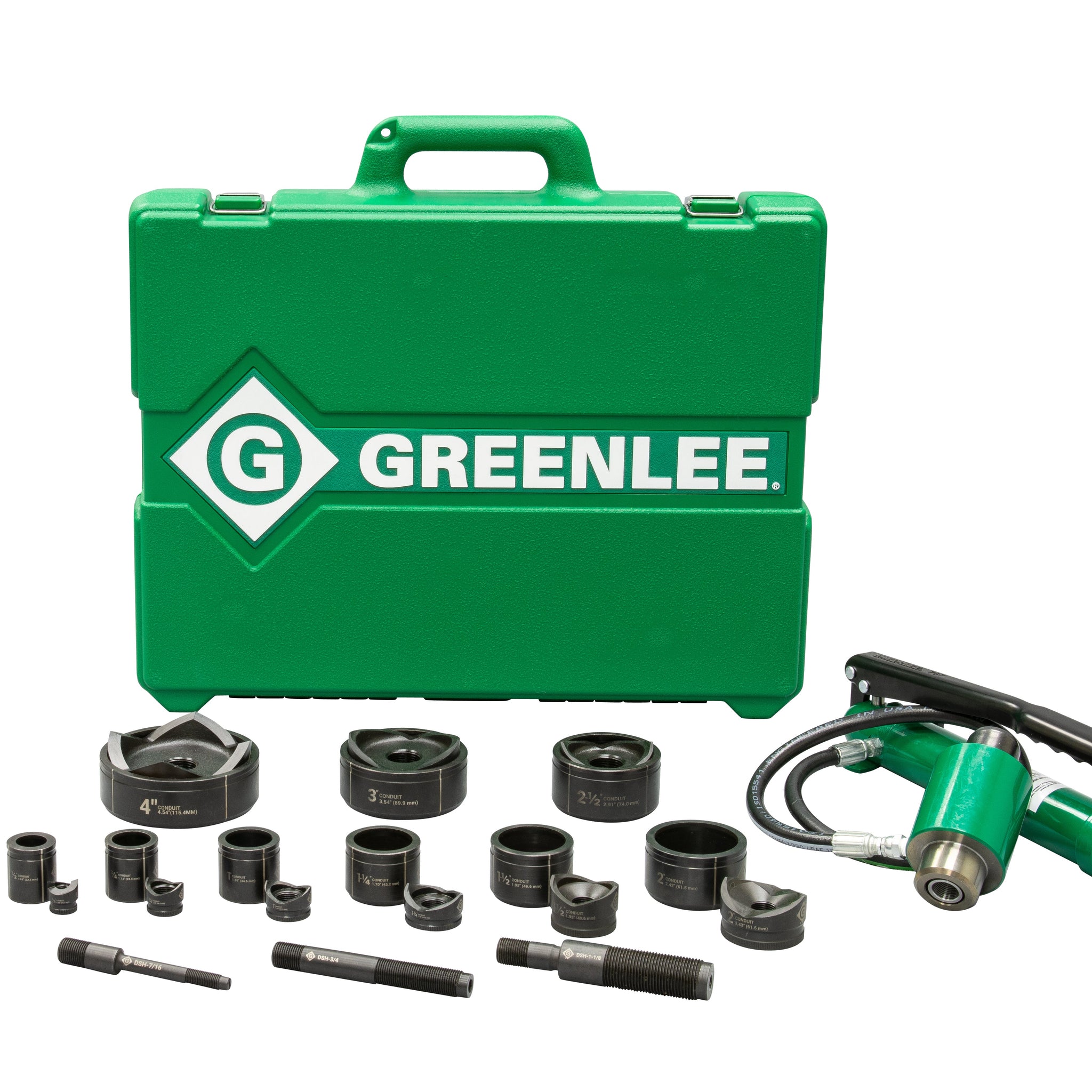 11-Ton Hydraulic Knockout Kit with Hand Pump and Standard Round 1/2" - 3" and 4"