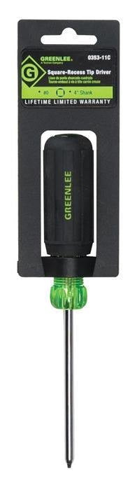 GREENLEE 0353-11C Square-Recess Tip Driver - #0 x 4