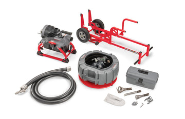 RIDGID 64678 K-5208, 115V 60Hz Machine with guide hose, qty: 4 C-11 cables, sectional cable carrier, toolbox (w/cutters) kit & transport cart