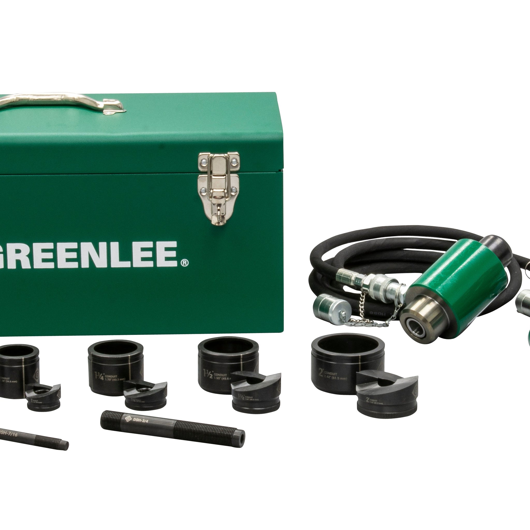 GREENLEE 7606SB 11-Ton Hydraulic Knockout Kit with Foot Pump and Slug-BusterÂ® 1/2" - 2"