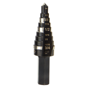 Klein Tools KTSB03 Step Drill Bit Double Fluted #3, 1/4 to 3/4-Inch