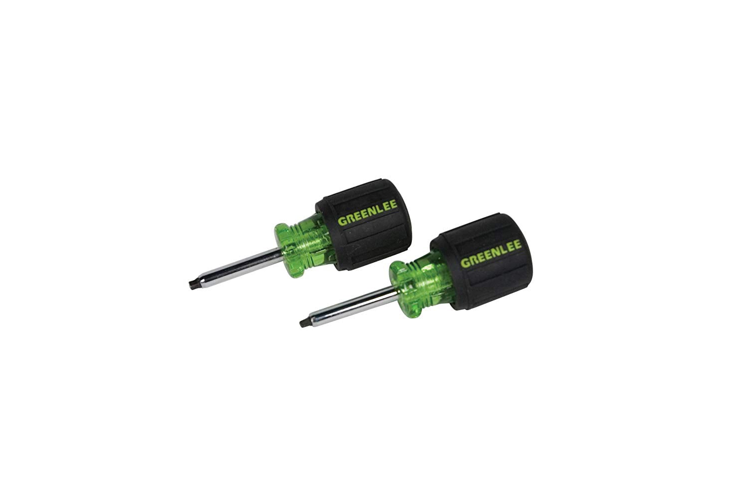 Greenlee 0353-02C Stubby Screwdriver with Soft Ergo Grip, Square-Recess Tip, 1 and #2, 2 Piece