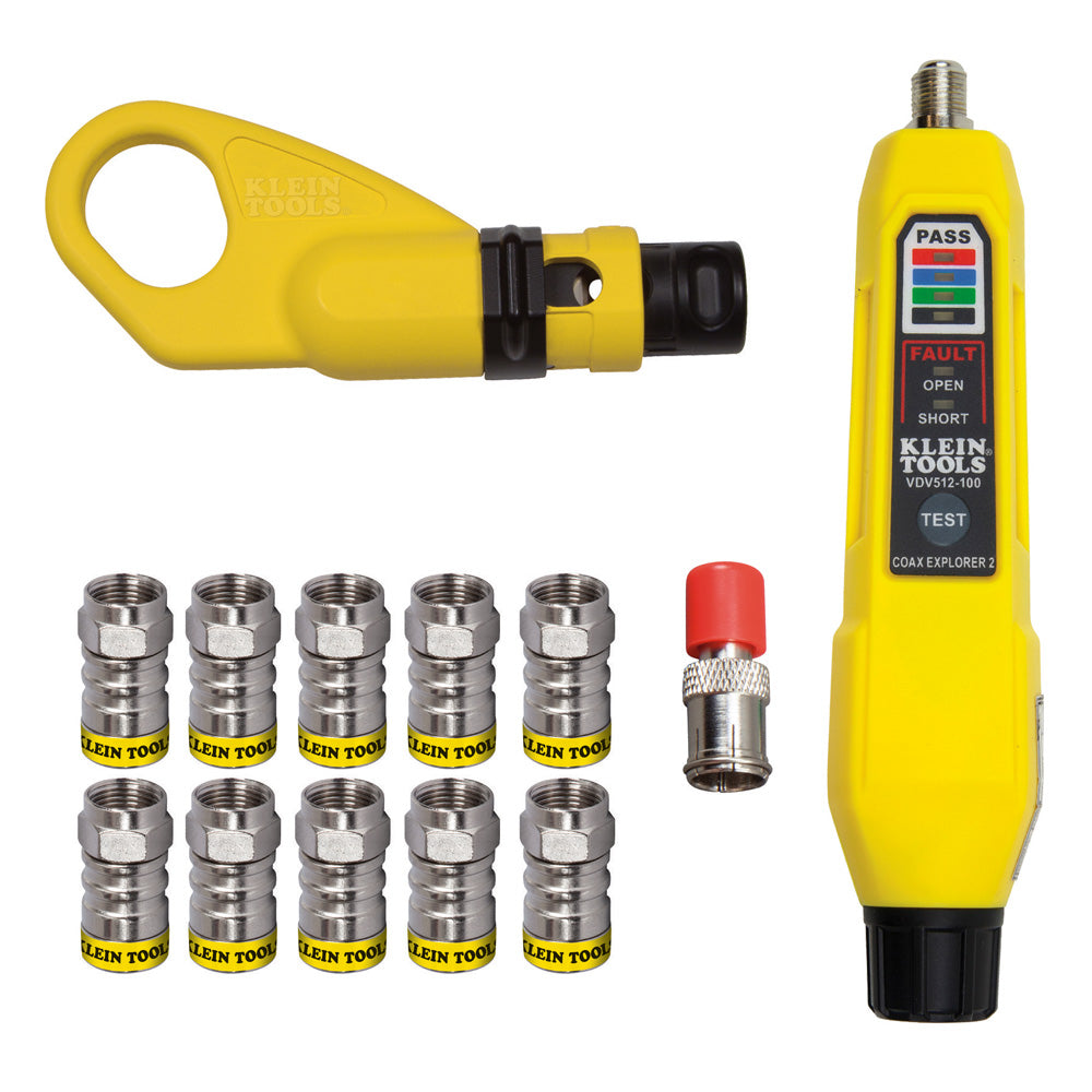 Klein Tools VDV002-820 Coax Push-On Connector Installation and Test Kit